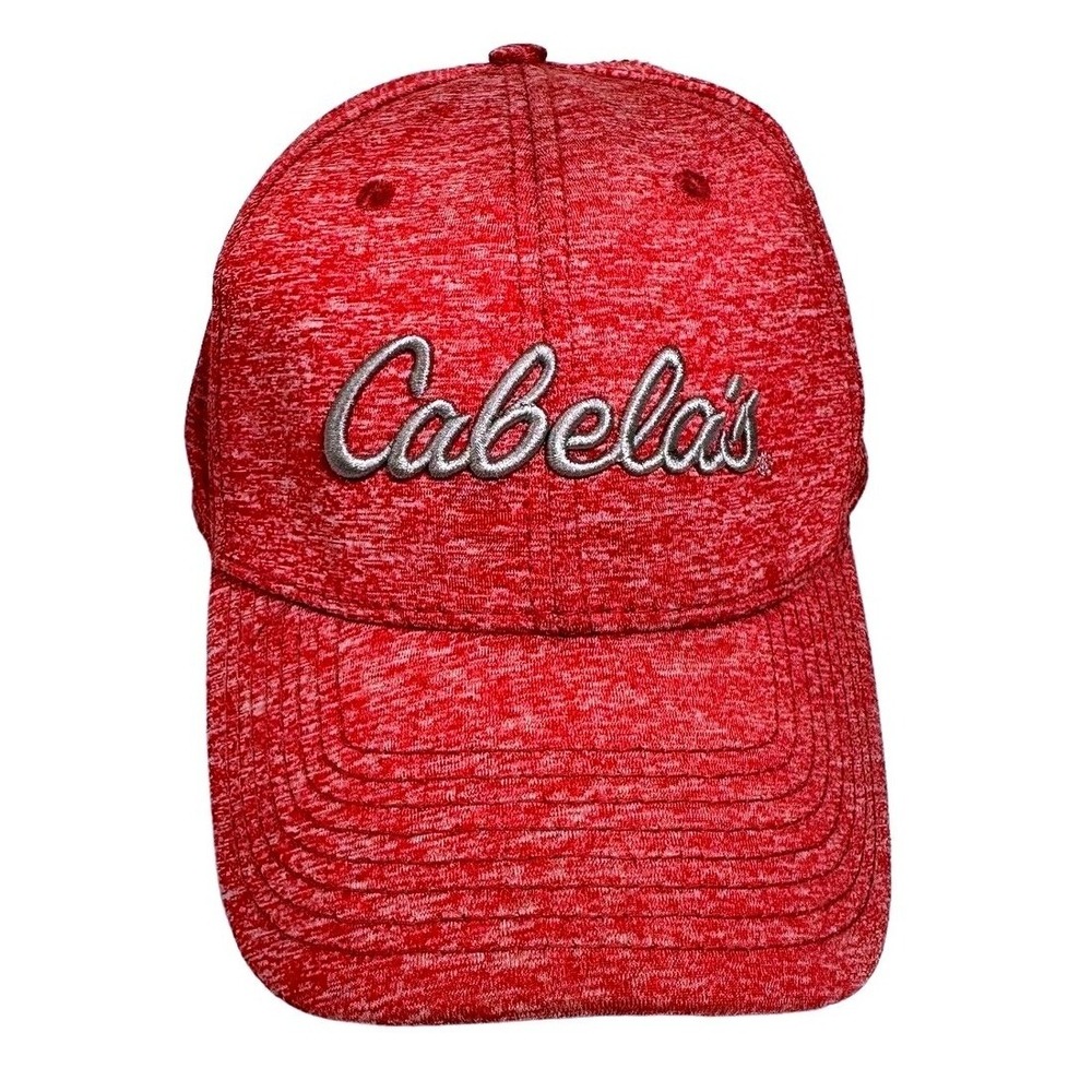 Cabela's Stretch Fit Baseball Cap Hat Mens One Size‎ Red Marl Polyester